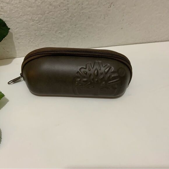 Timberland Brown Zippered Clamshell Structured Glasses Case Vertical - Picture 2 of 5